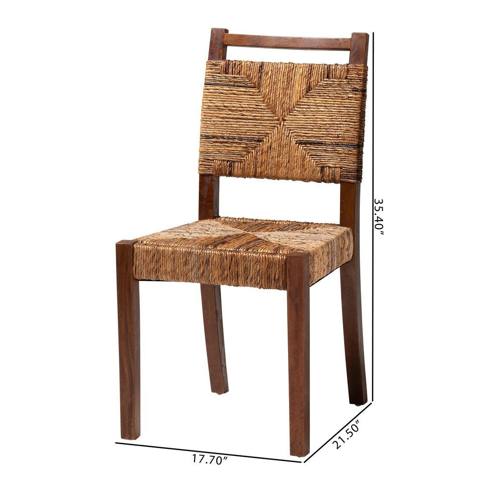 bali & pari Cordoba Bohemian Natural Seagrass and Mahogany Wood 2-Piece Dining Chair WHI-Cordoba-Seagrass-DC