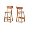 Baxton Studio Cameron Modern and Contemporary Transitional Grey Fabric Upholstered and Walnut Brown Finished Wood 2-Piece Counter Stool Set
