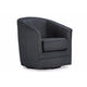 Baxton Studio Porter Modern and Contemporary Classic Retro Grey Fabric Upholstered Swivel Tub Chair