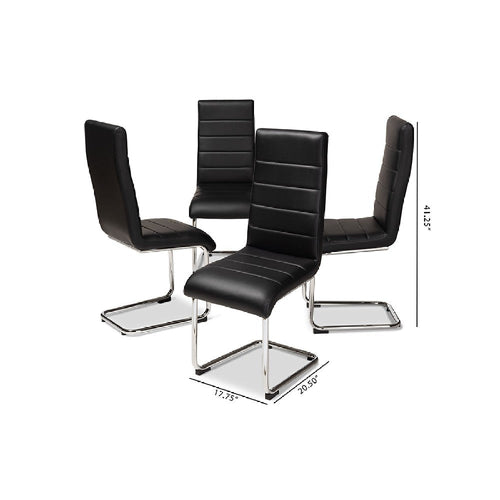 Baxton Studio Marlys Modern and Contemporary Black Faux Leather Upholstered Dining Chair (Set of 4)
