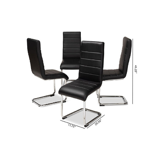 Baxton Studio Marlys Modern and Contemporary Black Faux Leather Upholstered Dining Chair (Set of 4)