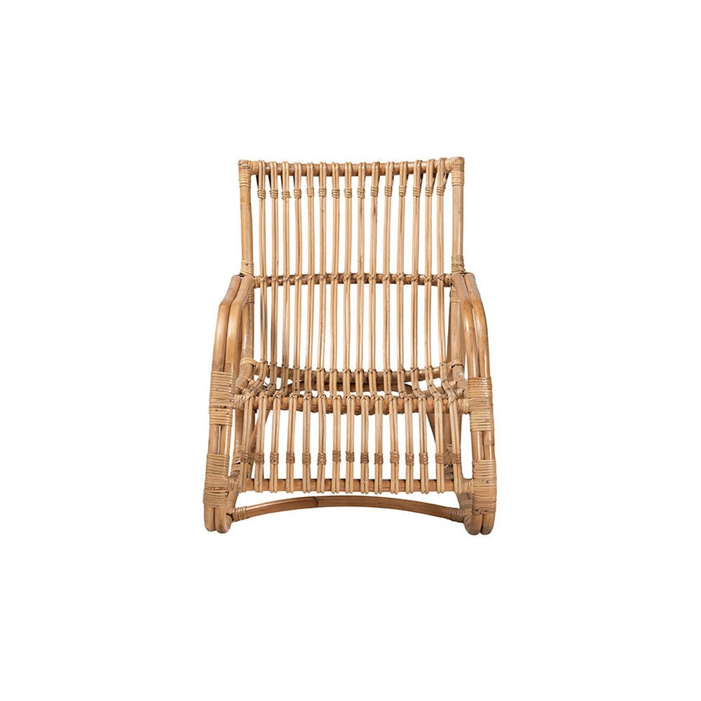 bali & pari Blanca Modern Bohemian Natural Rattan Accent Chair WHI-DC1003-Rattan-CC