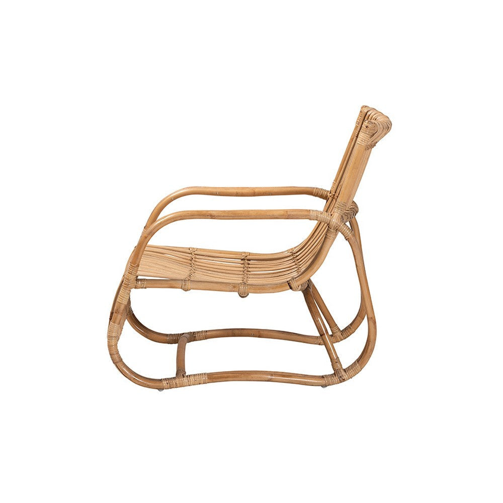 bali & pari Blanca Modern Bohemian Natural Rattan Accent Chair WHI-DC1003-Rattan-CC