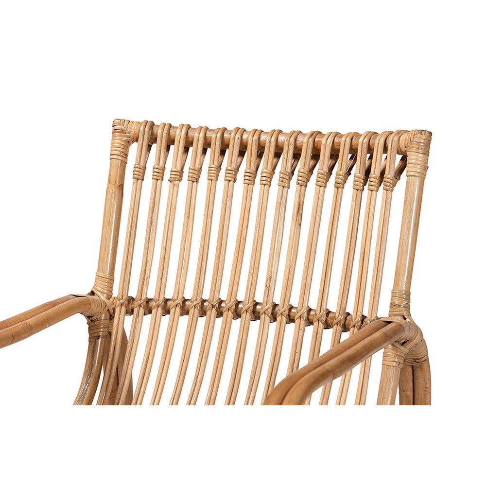 bali & pari Blanca Modern Bohemian Natural Rattan Accent Chair WHI-DC1003-Rattan-CC