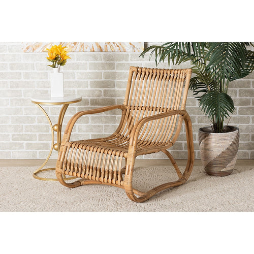 bali & pari Blanca Modern Bohemian Natural Rattan Accent Chair