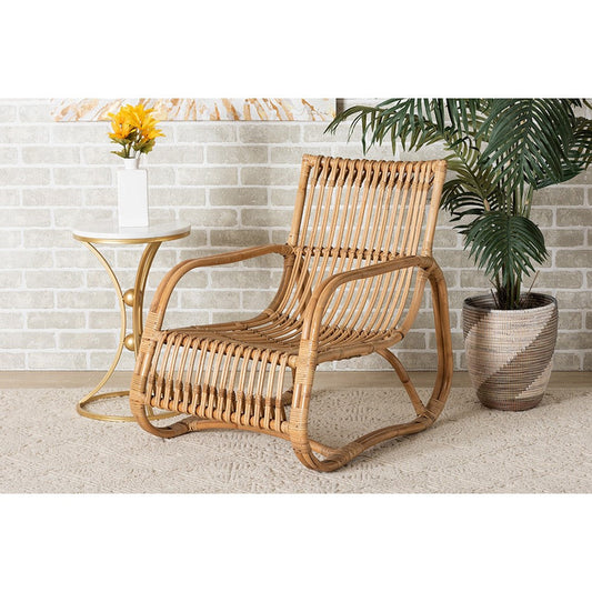 bali & pari Blanca Modern Bohemian Natural Rattan Accent Chair