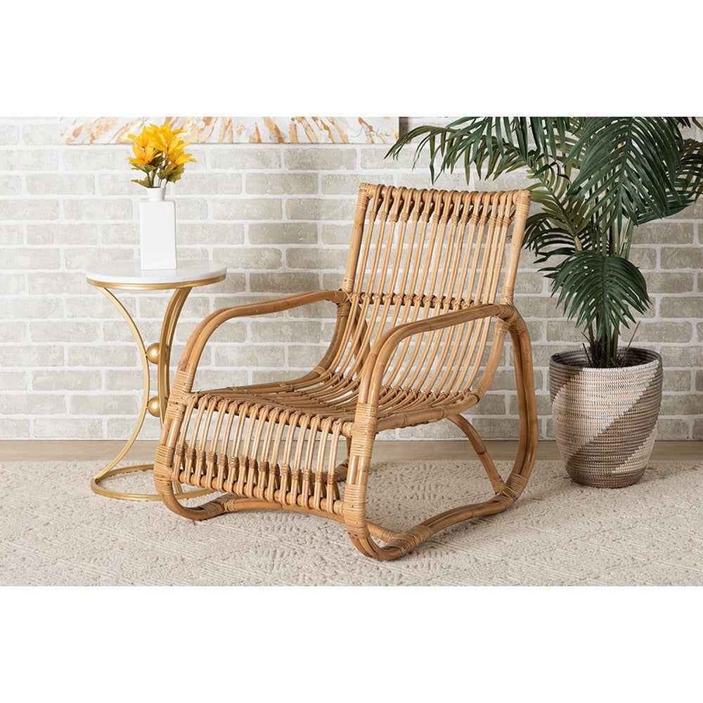 bali & pari Blanca Modern Bohemian Natural Rattan Accent Chair
