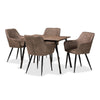 Baxton Studio Belen Modern Transitional Grey Faux Leather Effect Fabric Upholstered and Black Metal 5-Piece Dining Set