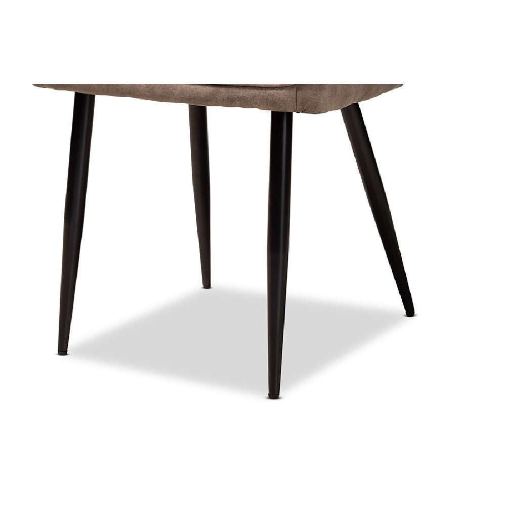 Baxton Studio Belen Modern Transitional Grey Faux Leather Effect Fabric Upholstered and Black Metal 5-Piece Dining Set