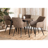 Baxton Studio Belen Modern Transitional Grey Faux Leather Effect Fabric Upholstered and Black Metal 5-Piece Dining Set