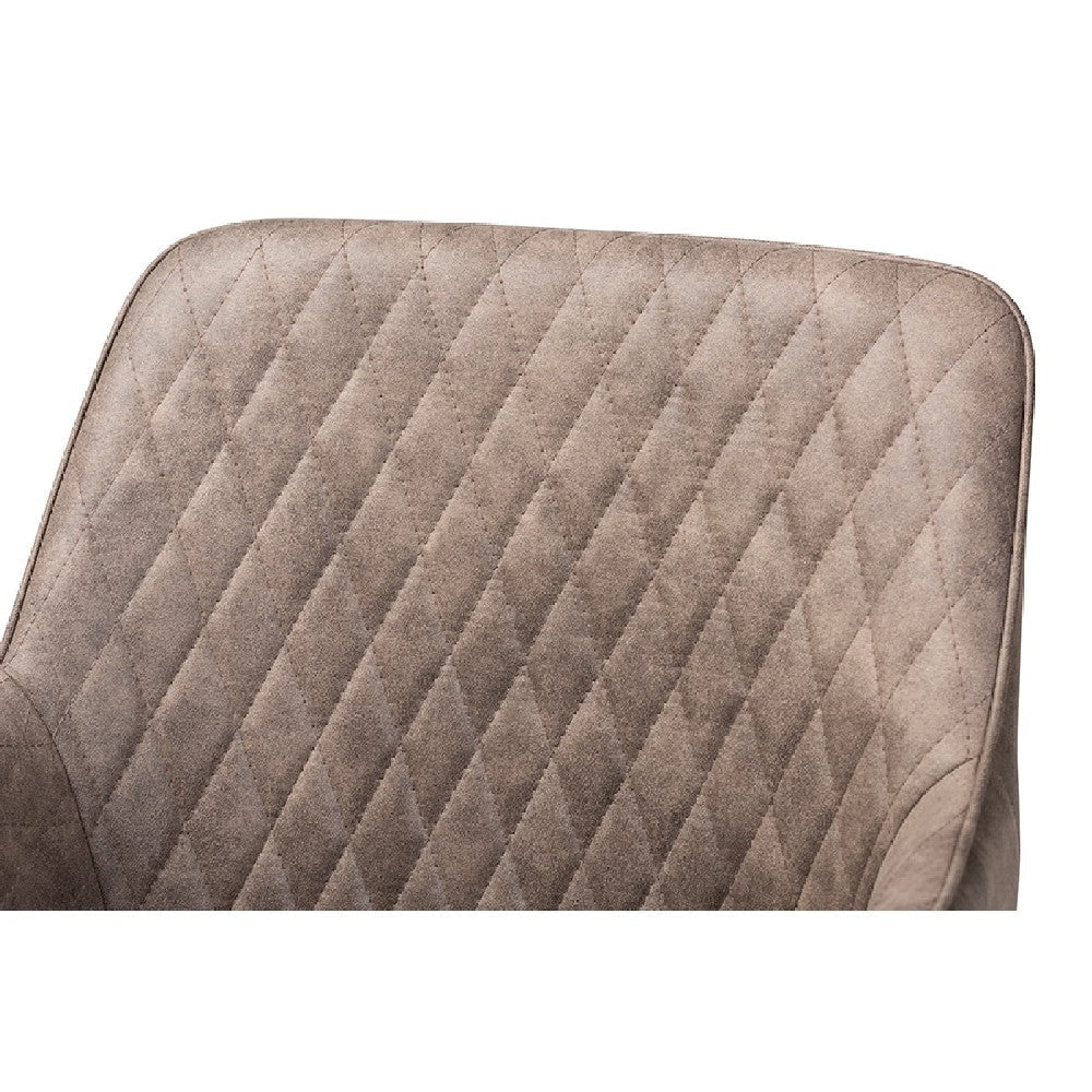 Baxton Studio Belen Modern and Contemporary Grey and Brown Imitation Leather Upholstered 2-Piece Metal Dining Chair Set