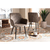 Baxton Studio Belen Modern and Contemporary Grey and Brown Imitation Leather Upholstered 2-Piece Metal Dining Chair Set