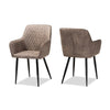 Baxton Studio Belen Modern and Contemporary Grey and Brown Imitation Leather Upholstered 2-Piece Metal Dining Chair Set