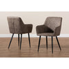 Baxton Studio Belen Modern and Contemporary Grey and Brown Imitation Leather Upholstered 2-Piece Metal Dining Chair Set