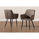 Baxton Studio Belen Modern and Contemporary Grey and Brown Imitation Leather Upholstered 2-Piece Metal Dining Chair Set