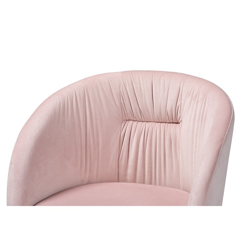 Baxton Studio Ravenna Contemporary Glam and Luxe Blush Pink Velvet Fabric and Gold Metal Swivel Office Chair
