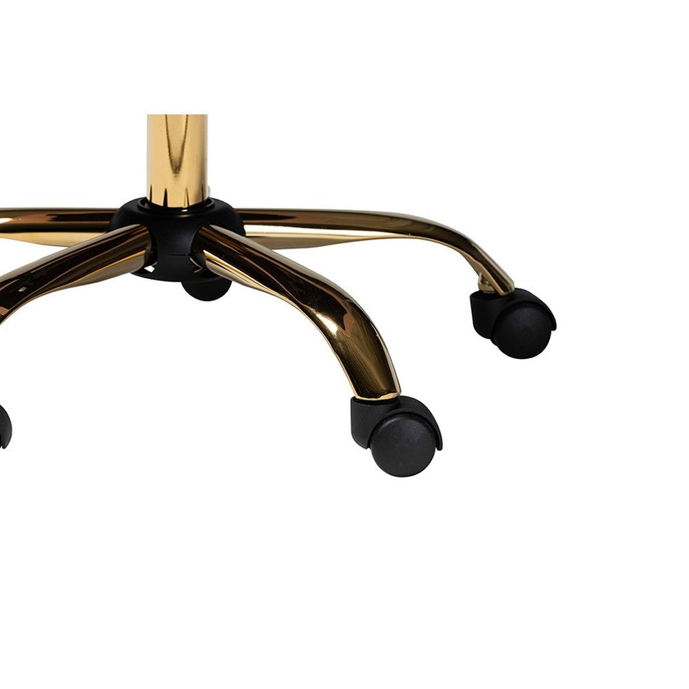 Baxton Studio Ravenna Contemporary Glam and Luxe Blush Pink Velvet Fabric and Gold Metal Swivel Office Chair