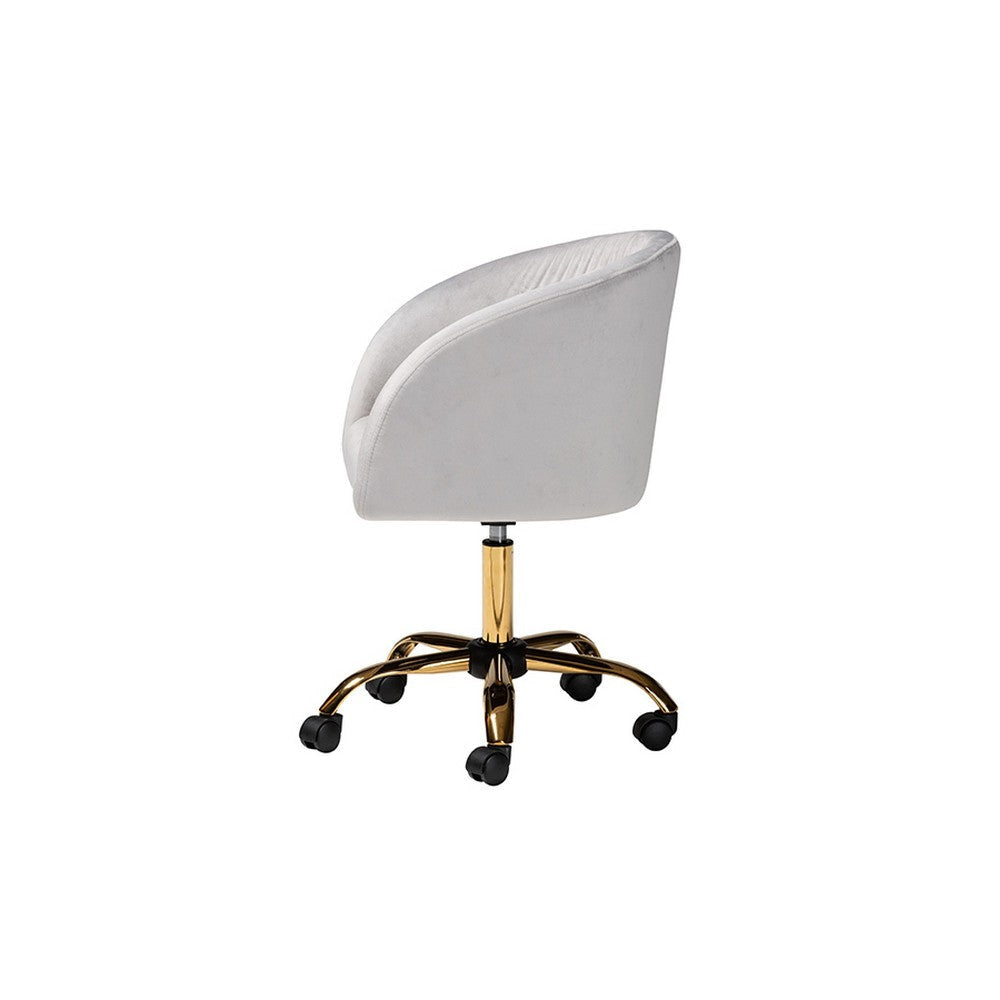 Baxton Studio Ravenna Contemporary Glam and Luxe Grey Velvet Fabric and Gold Metal Swivel Office Chair
