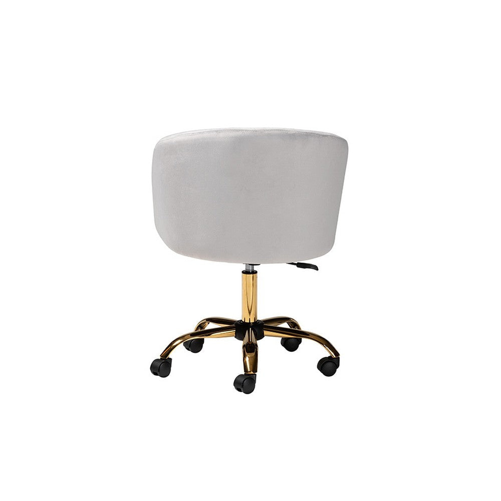 Baxton Studio Ravenna Contemporary Glam and Luxe Grey Velvet Fabric and Gold Metal Swivel Office Chair