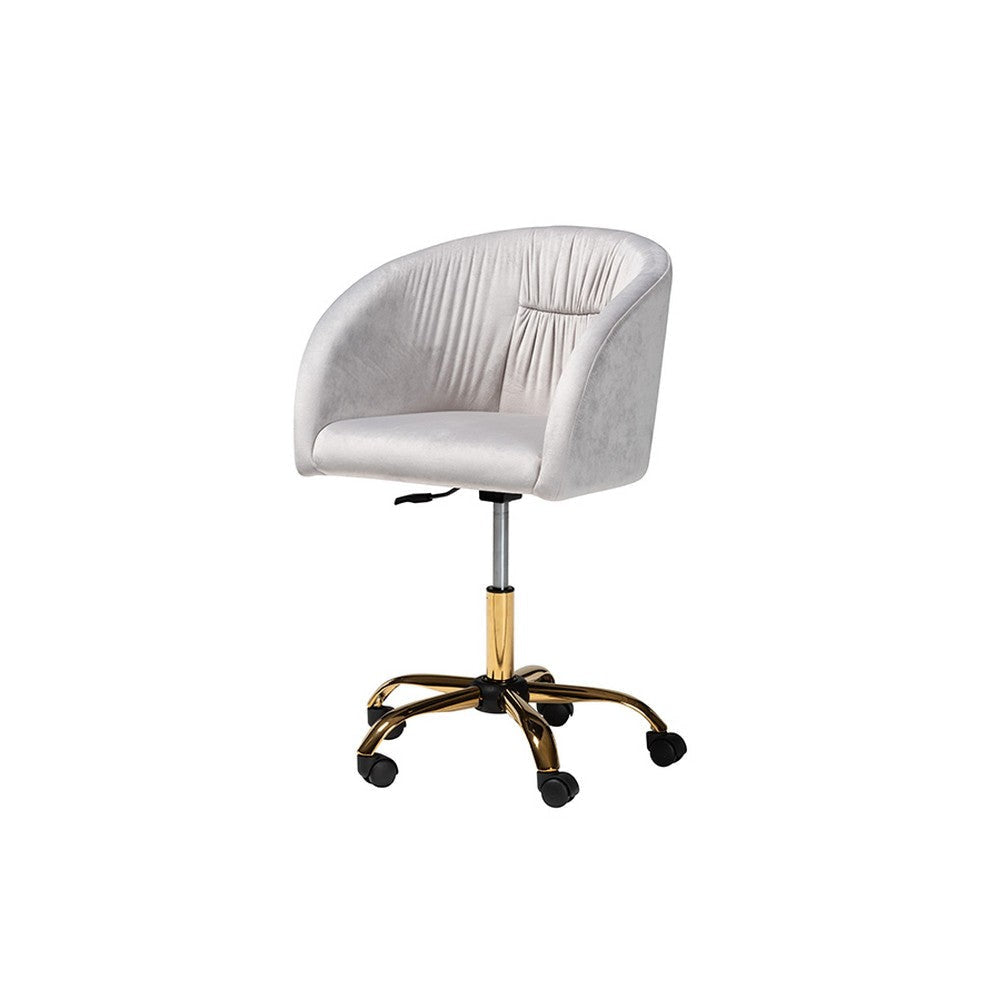 Baxton Studio Ravenna Contemporary Glam and Luxe Grey Velvet Fabric and Gold Metal Swivel Office Chair