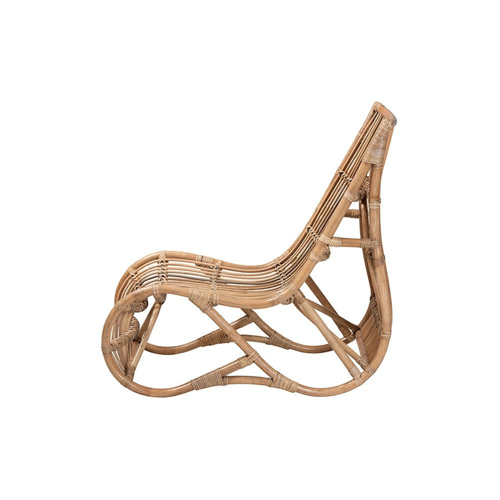 bali & pari Genera Modern Bohemian Natural Rattan Lounge Chair WHI-DC512-Rattan-CC
