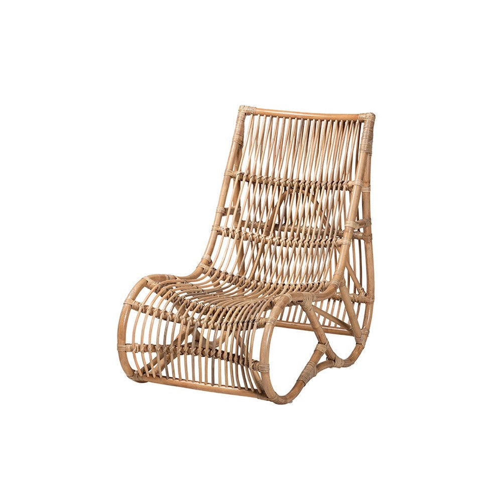 bali & pari Genera Modern Bohemian Natural Rattan Lounge Chair WHI-DC512-Rattan-CC