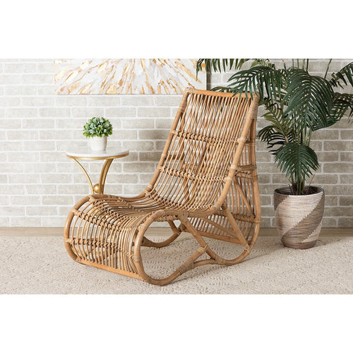 bali & pari Genera Modern Bohemian Natural Rattan Lounge Chair