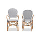 bali & pari Naila Classic French Black and White Weaving and Natural Brown Rattan 2-Piece Indoor and Outdoor Bistro Chair Set