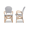 bali & pari Naila Classic French Black and White Weaving and Natural Brown Rattan 2-Piece Indoor and Outdoor Bistro Chair Set