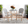 bali & pari Naila Classic French Black and White Weaving and Natural Brown Rattan 2-Piece Indoor and Outdoor Bistro Chair Set