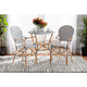 bali & pari Naila Classic French Black and White Weaving and Natural Brown Rattan 2-Piece Indoor and Outdoor Bistro Chair Set