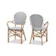 bali & pari Naila Classic French Black and White Weaving and Natural Brown Rattan 2-Piece Indoor and Outdoor Bistro Chair Set