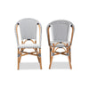 bali & pari Genica Classic French Black and White Weaving and Natural Brown Rattan Indoor and Outdoor Bistro Chair