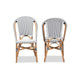 bali & pari Genica Classic French Black and White Weaving and Natural Brown Rattan Indoor and Outdoor Bistro Chair