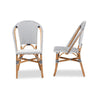 bali & pari Genica Classic French Black and White Weaving and Natural Brown Rattan Indoor and Outdoor Bistro Chair