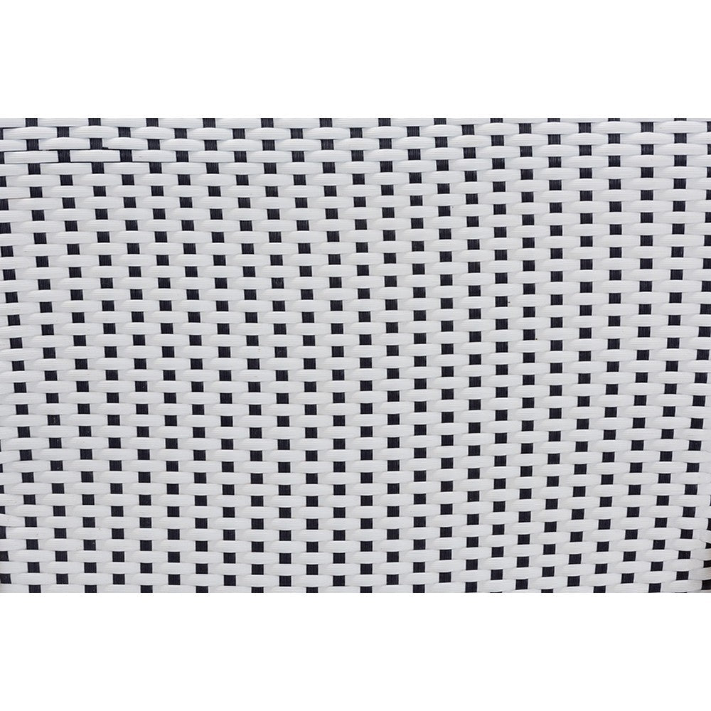 bali & pari Genica Classic French Black and White Weaving and Natural Brown Rattan Indoor and Outdoor Bistro Chair