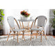 bali & pari Genica Classic French Black and White Weaving and Natural Brown Rattan Indoor and Outdoor Bistro Chair