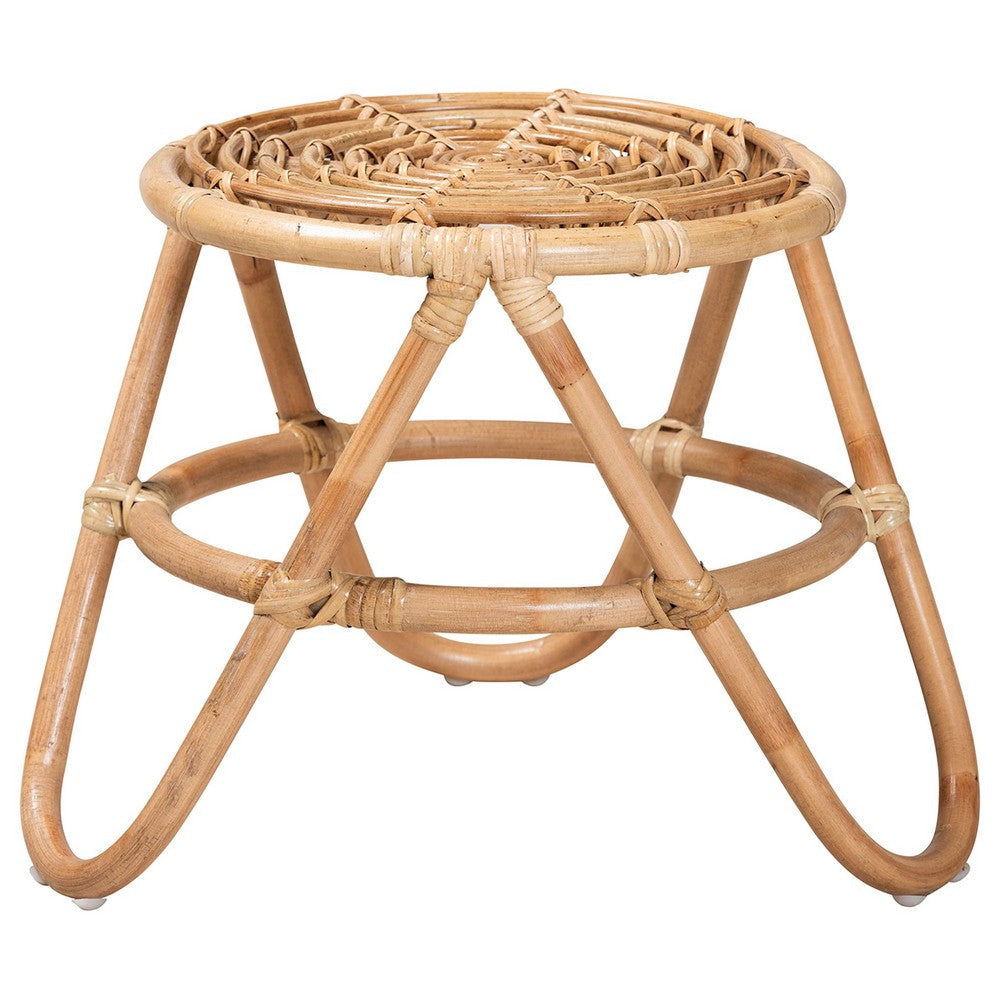 bali & pari Jacinda Modern Bohemian Natural Brown Rattan End Table WHI-DC785-Rattan-ET