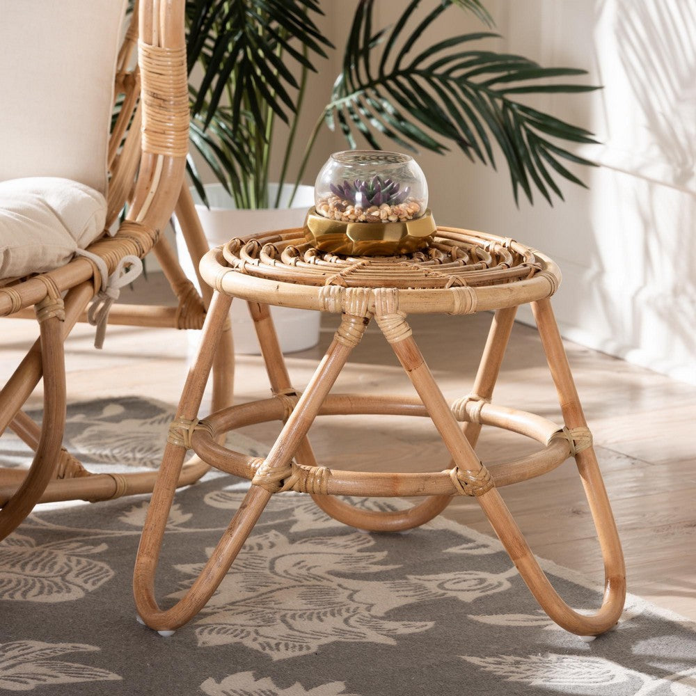 bali & pari Jacinda Modern Bohemian Natural Brown Rattan End Table WHI-DC785-Rattan-ET