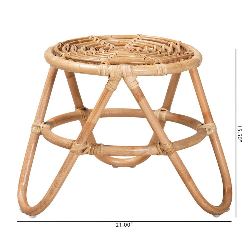 bali & pari Jacinda Modern Bohemian Natural Brown Rattan End Table WHI-DC785-Rattan-ET