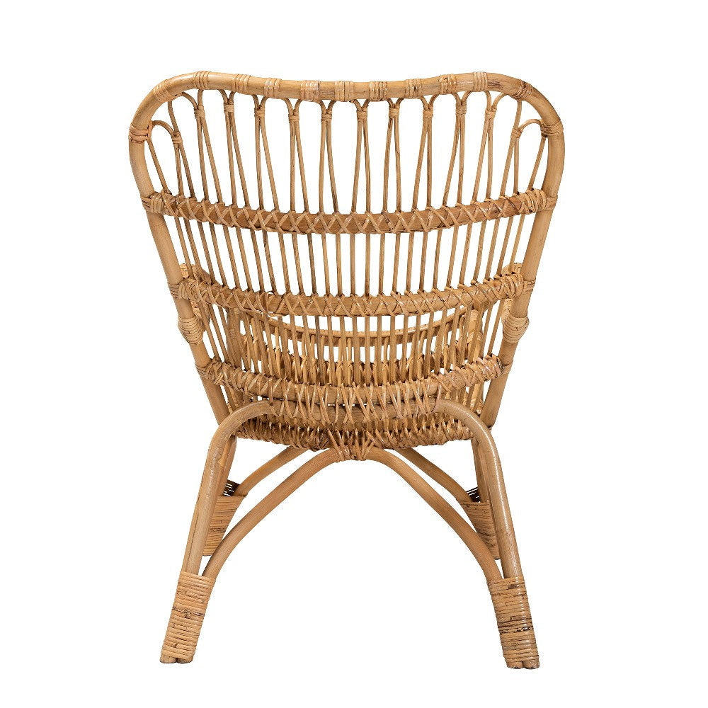 bali & pari Earvin Modern Bohemian Natural Brown Rattan Armchair WHI-DC8005-Rattan-CC
