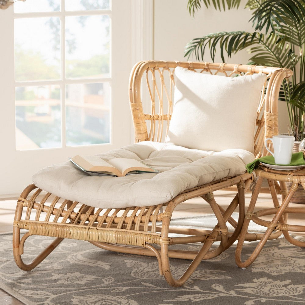 bali & pari Delara Modern Bohemian Natural Brown Rattan Chaise WHI-DC8029-Rattan-Chaise