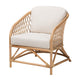 bali & pari Patsy Modern Bohemian White Fabric and Natural Brown Rattan Armchair WHI-DC8038-Rattan-CC