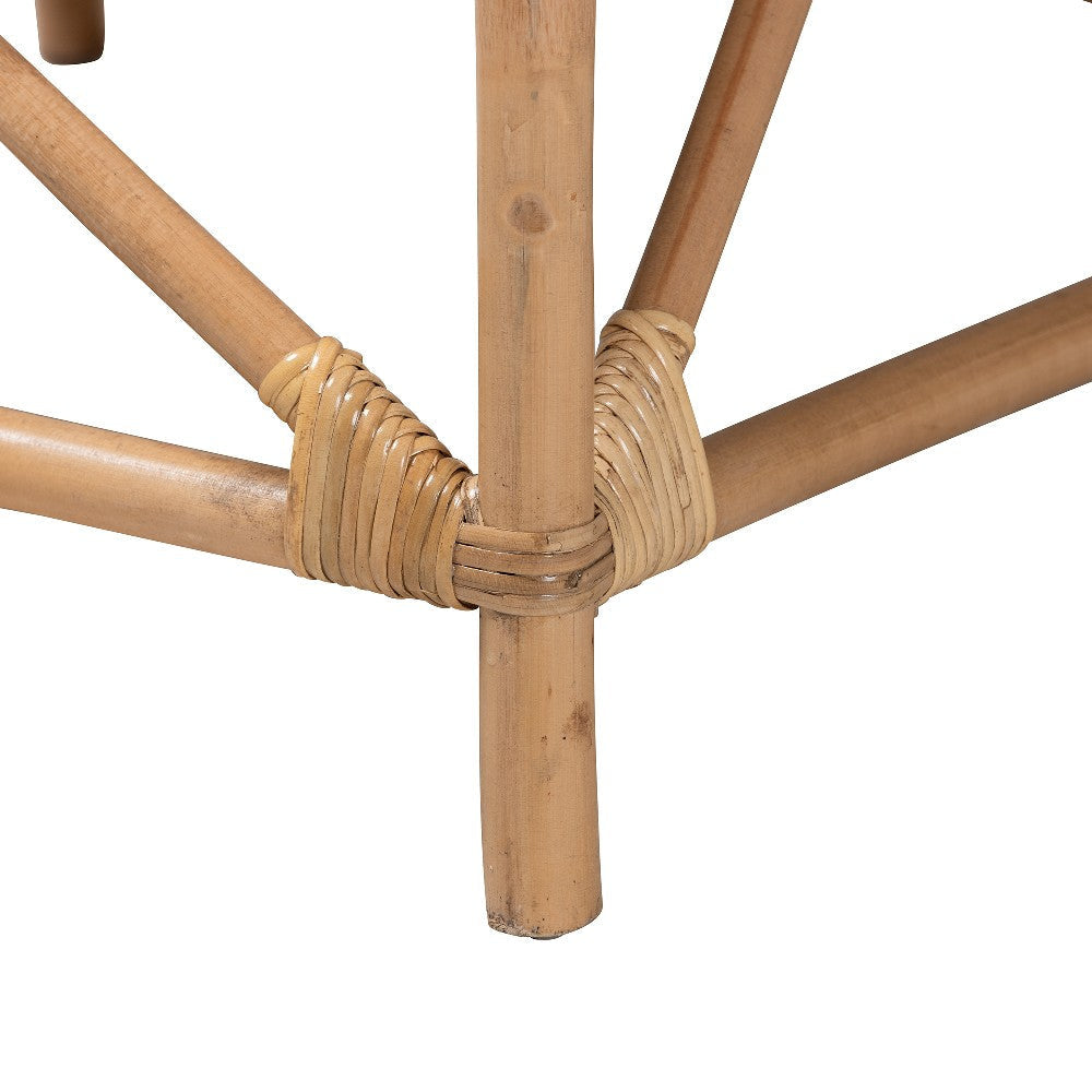 bali & pari Patsy Modern Bohemian White Fabric and Natural Brown Rattan Armchair WHI-DC8038-Rattan-CC