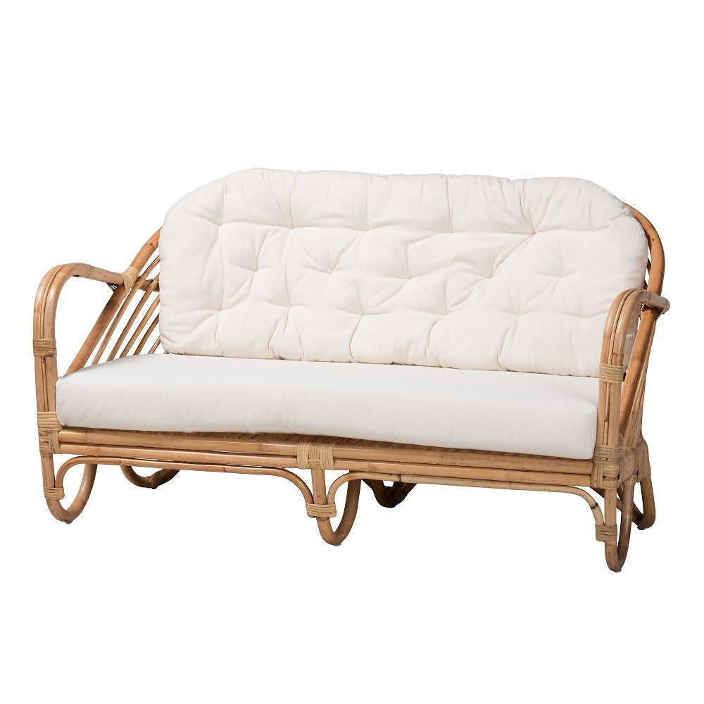 Baxton Studio Aliane Modern Bohemian Natural Brown Antique Rattan 4-Piece Living Room Set WHI-DC8041-Rattan-4PC-Living-Room-Set