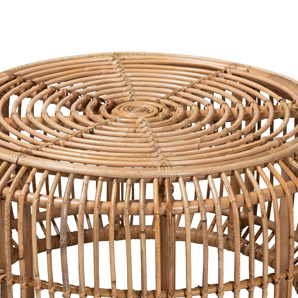 bali & pari Aliane Modern Bohemian Natural Brown Antique Rattan Coffee Table WHI-DC8041-Rattan-CT