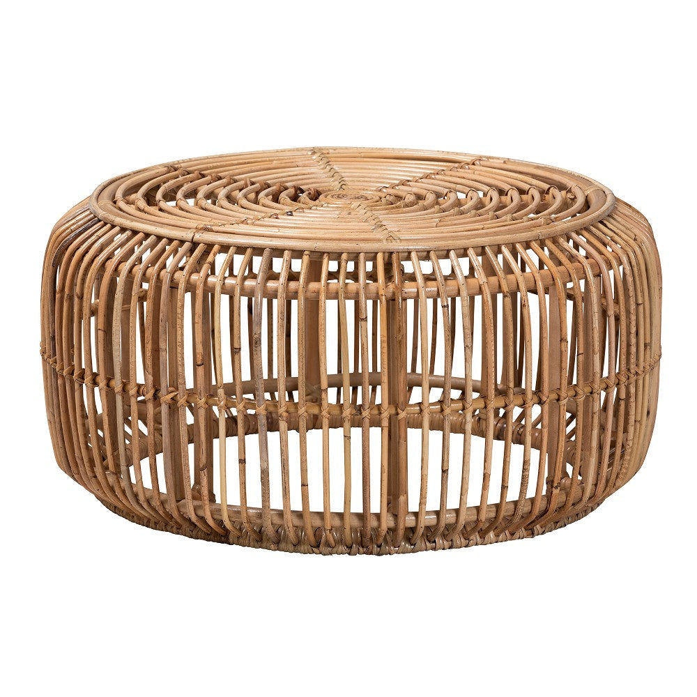 bali & pari Aliane Modern Bohemian Natural Brown Antique Rattan Coffee Table WHI-DC8041-Rattan-CT