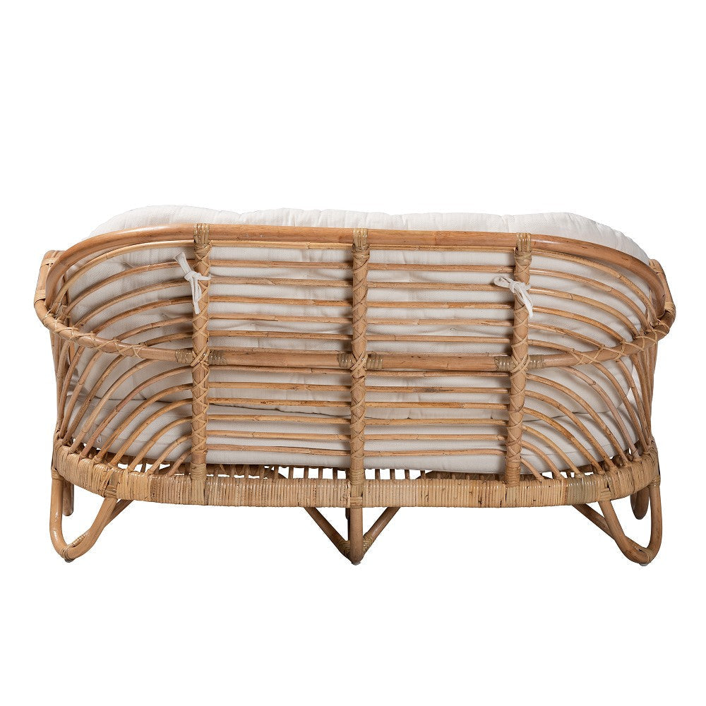 bali & pari Aliane Modern Bohemian Natural Brown Antique Rattan Loveseat WHI-DC8041-Rattan-LS