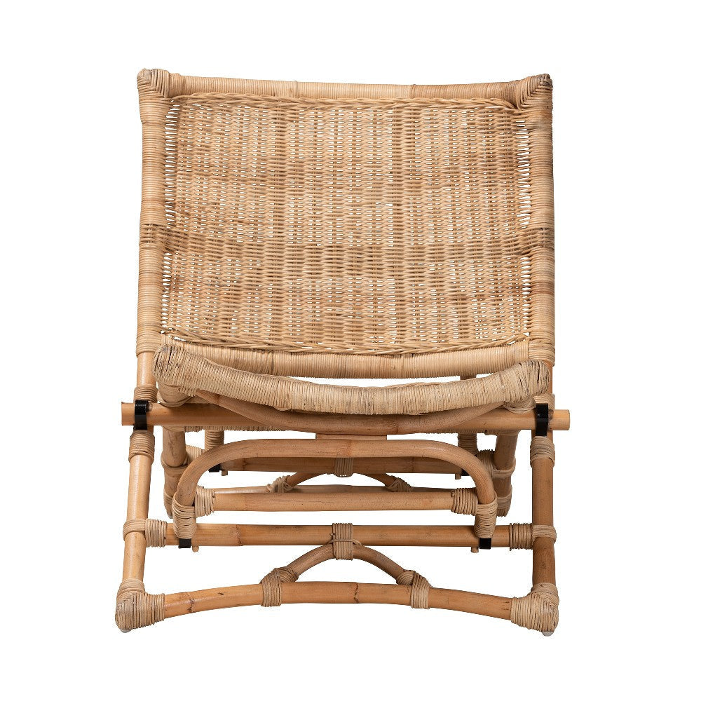 bali & pari Herrara Modern Bohemian Natural Brown Antique Rattan Foldable Lounge Chair WHI-DC8053-Rattan-CC