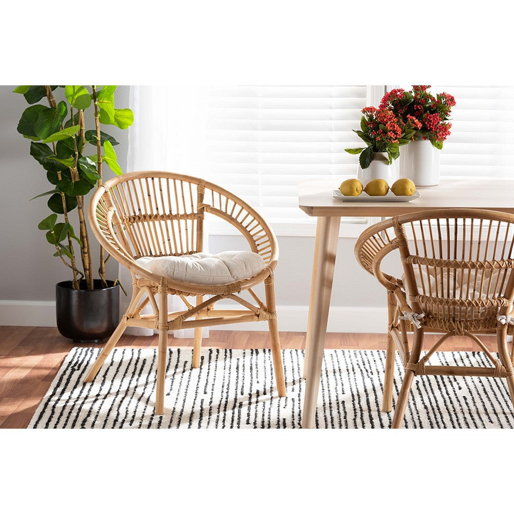 bali & pari Adrina Modern Bohemian Natural Brown Rattan Dining Chair
